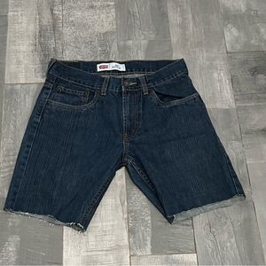 Levi’s 505 Cut Off Denim Jean Short Red Tab Hi Rise Long Boyfriend 8” Short 28”
